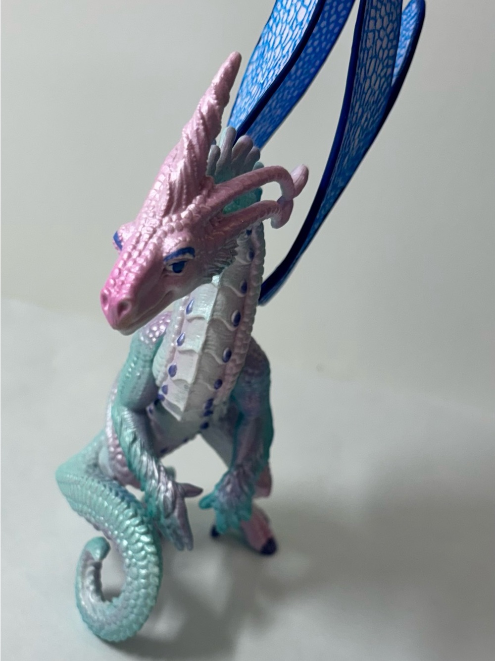 Pastel Pink & Aqua Dragon Figurine for Reptile Decor